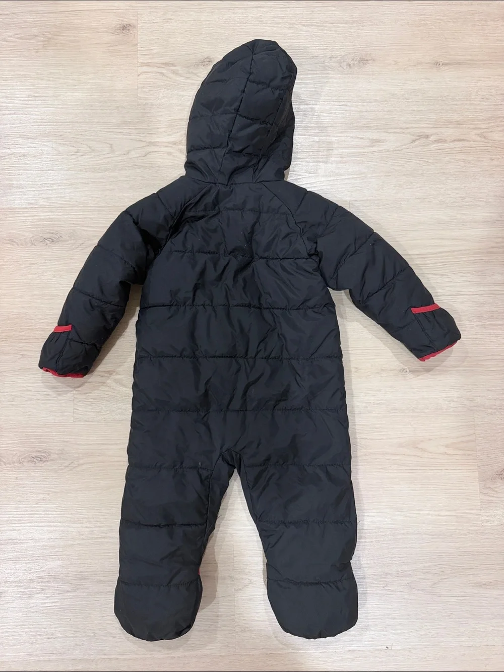 Jordan 18 month Baby Hooded Black & Red Insulated One-Piece Footie